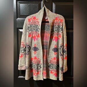 J. Jill Aztec Weave Cotton Cardigan Sweater